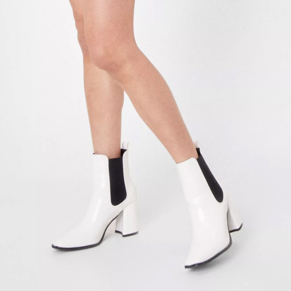 NEW Square Toe Chelsea Heeled Boots